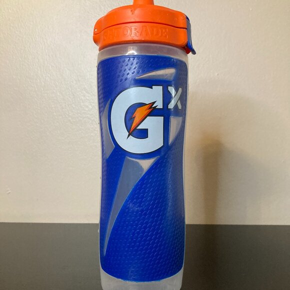 Gatorade GX 30oz Squeeze Water Bottle - Blue & Clear Bottle With Orange Cap - Picture 1 of 8